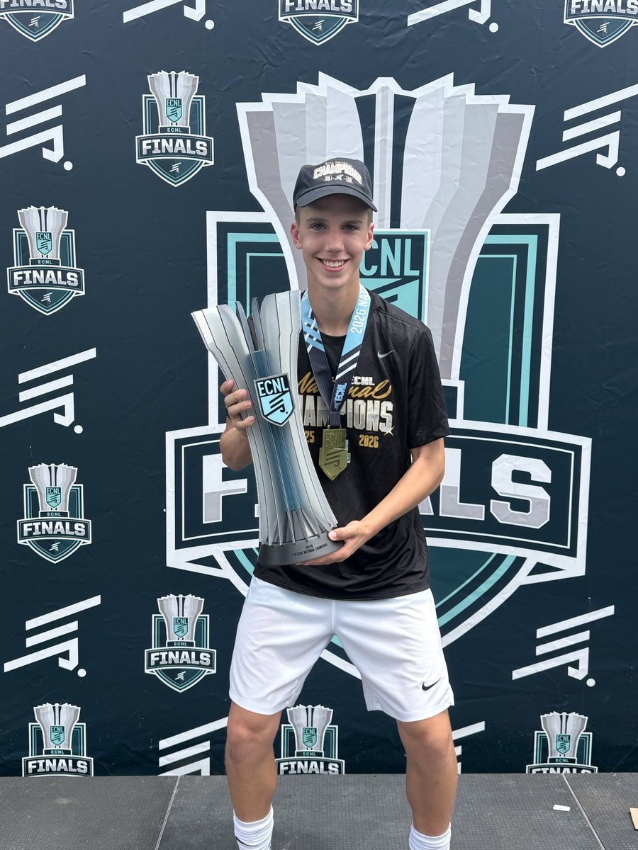 Wynnston with the 2026 U16 ECNL National Championship trophy